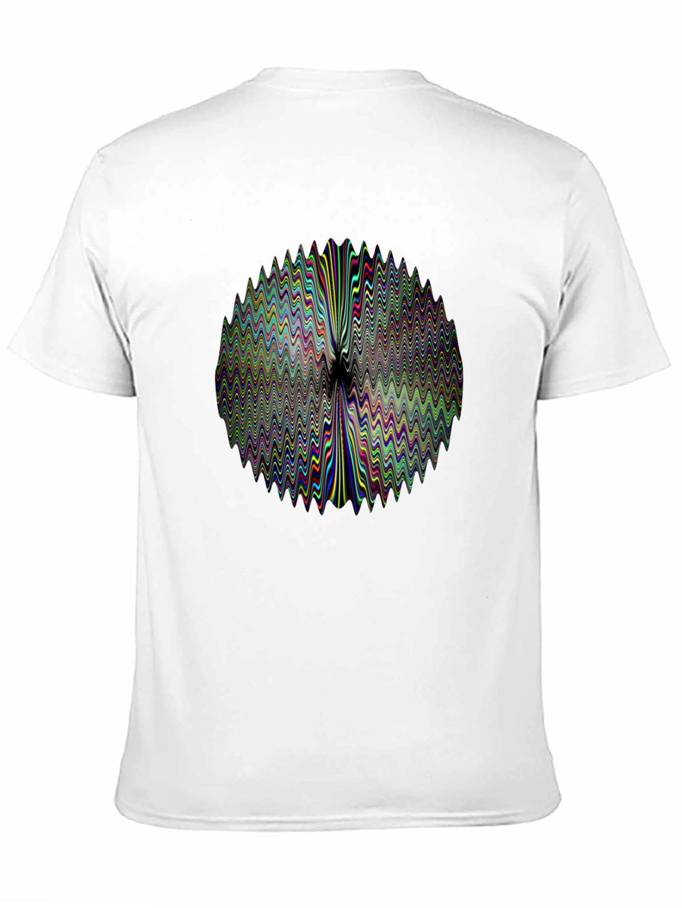 Abstract Wavy Circle Graphic Print Black T-Shirt