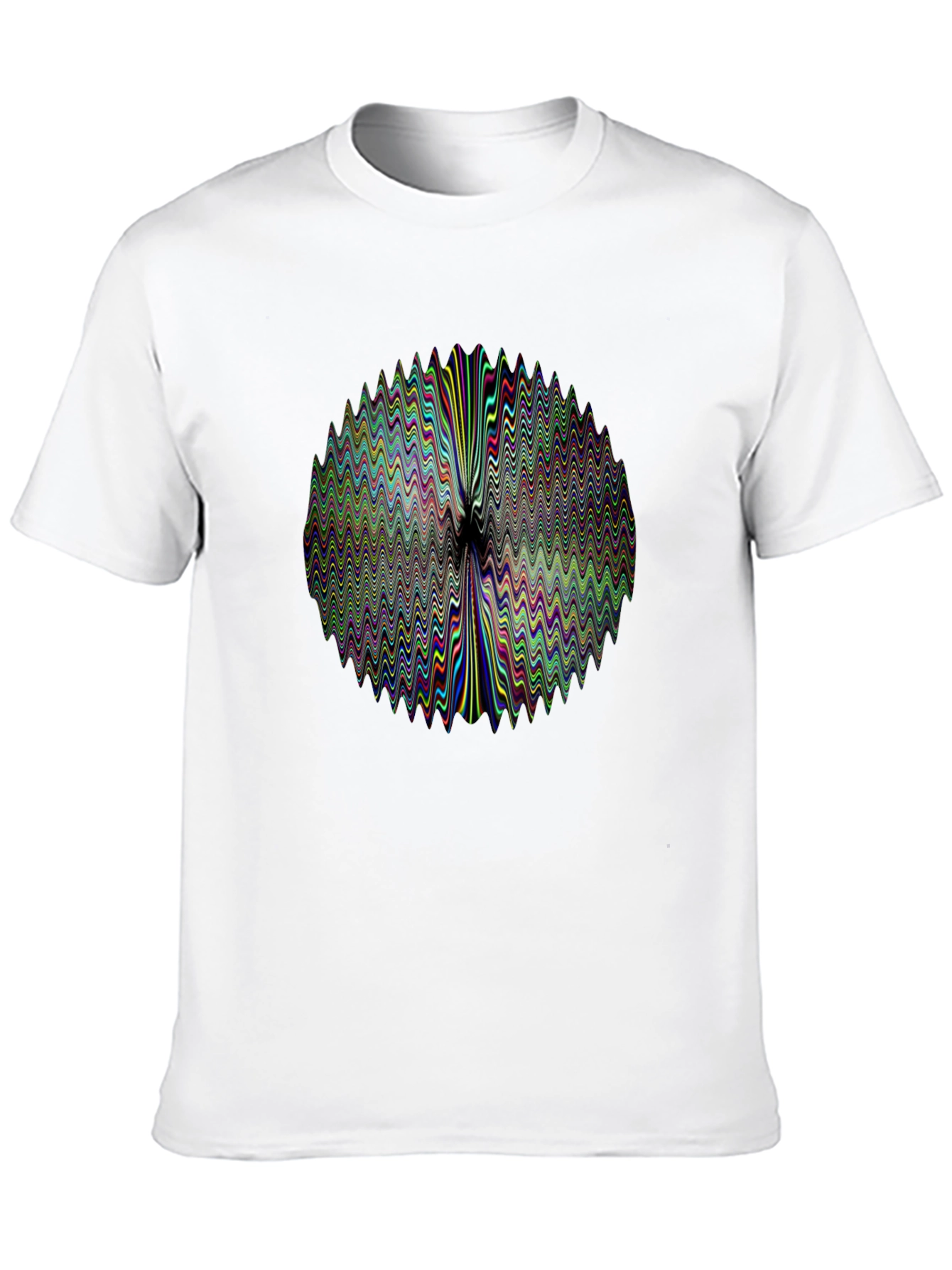 Abstract Wavy Circle Graphic Print Black T-Shirt