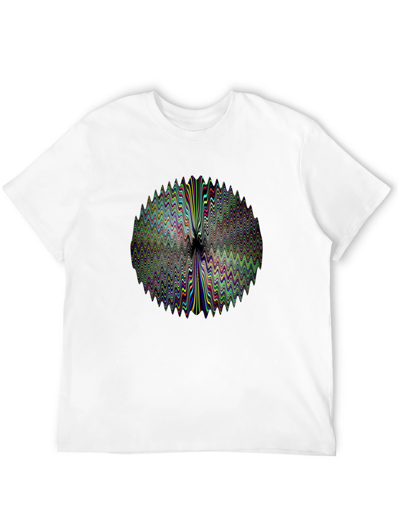 Abstract Wavy Circle Graphic Print Black T-Shirt