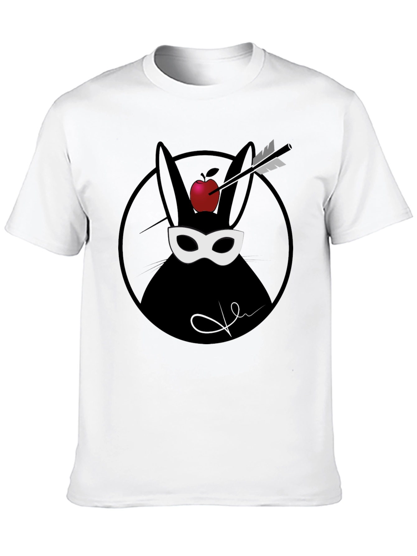 Arrow Through Apple Bunny Graphic T-Shirt