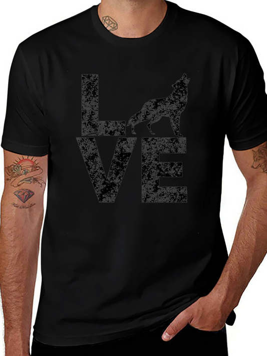 Wolf Love Graphic Tee - Black Short Sleeve Shirt