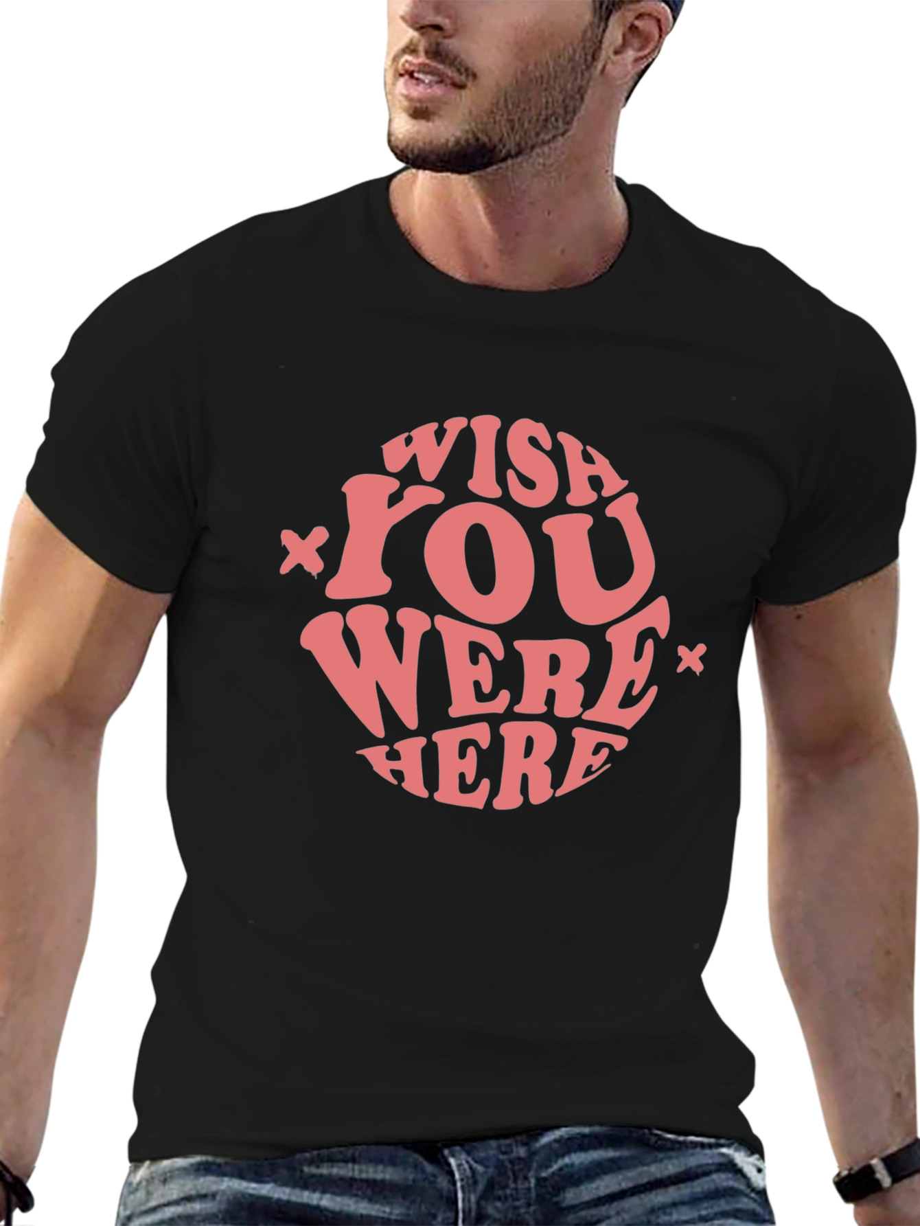 Wish You Were Here Graphic Tee - Black
