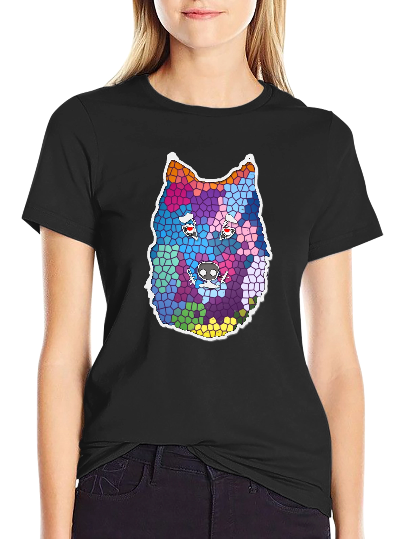 Wolf Mosaic Graphic Tee - Cool Animal Design