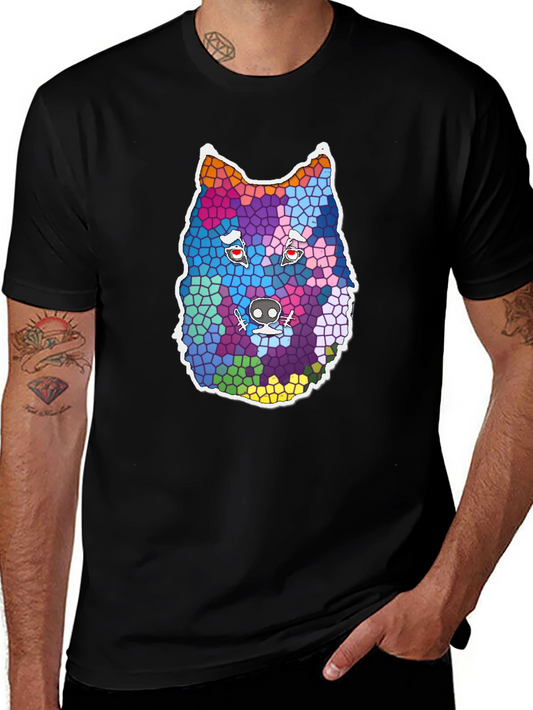 Wolf Mosaic Graphic Tee - Cool Animal Design