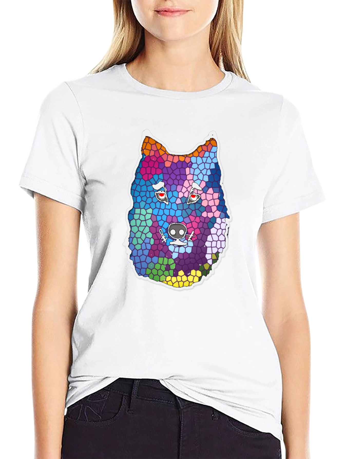 Wolf Mosaic Graphic Tee - Cool Animal Design