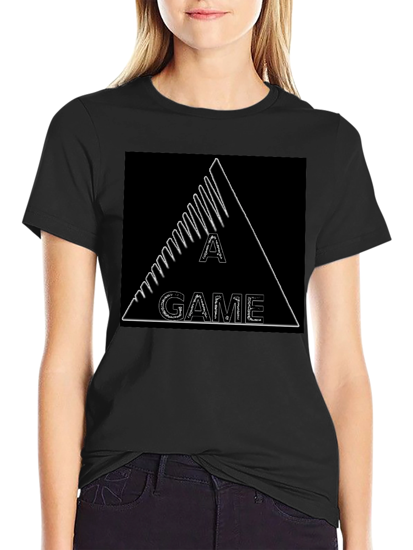 A Game Triangle Graphic Black T-Shirt