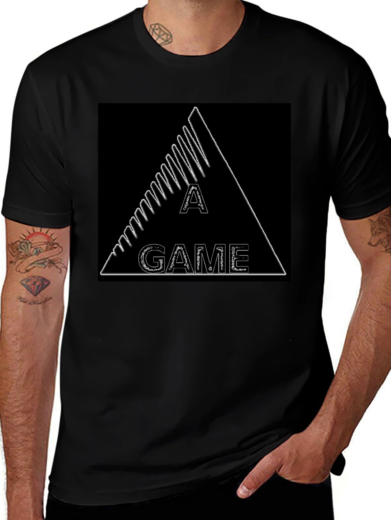 A Game Triangle Graphic Black T-Shirt