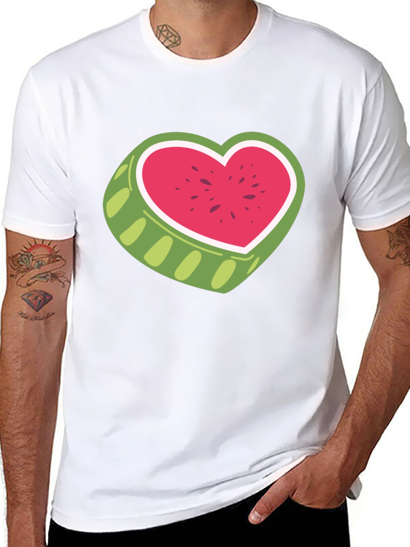 Watermelon Heart Graphic Tee - Black