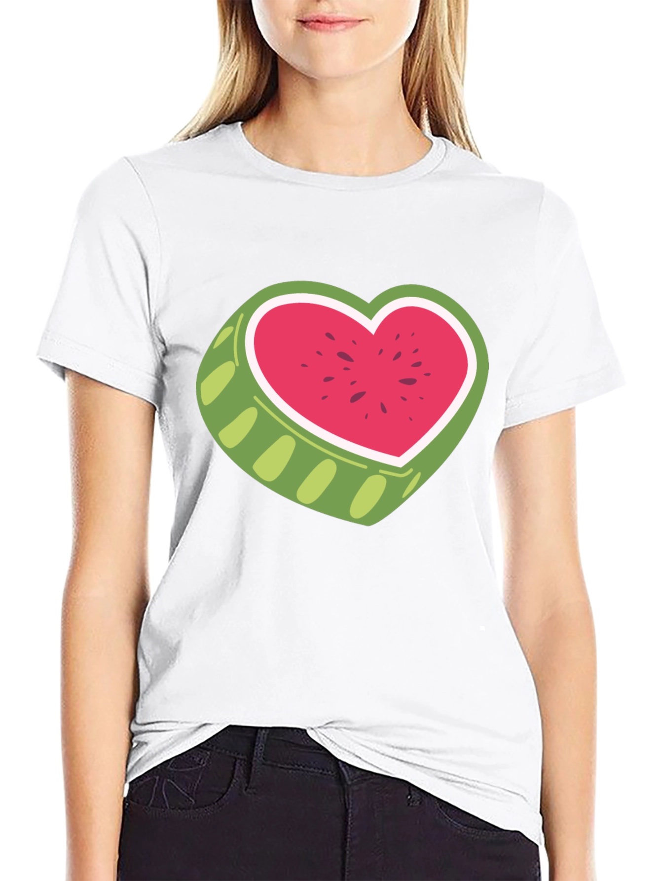 Watermelon Heart Graphic Tee - Black