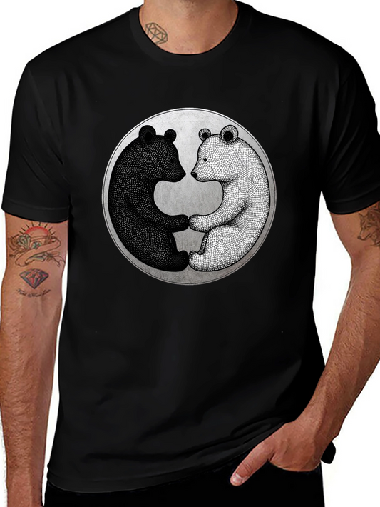 Yin Yang Bears Black T-Shirt