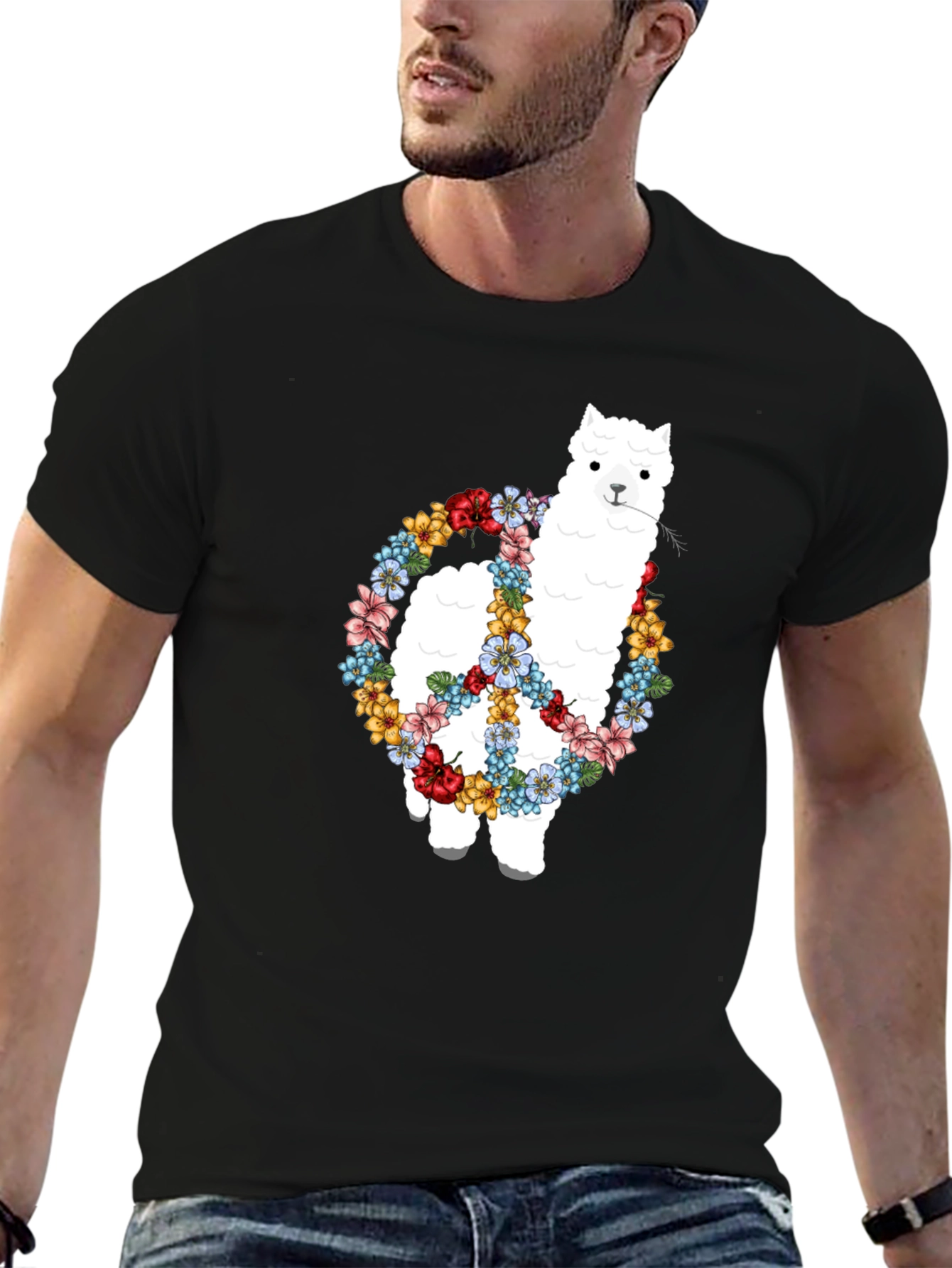 Alpaca Peace Sign Graphic Tee