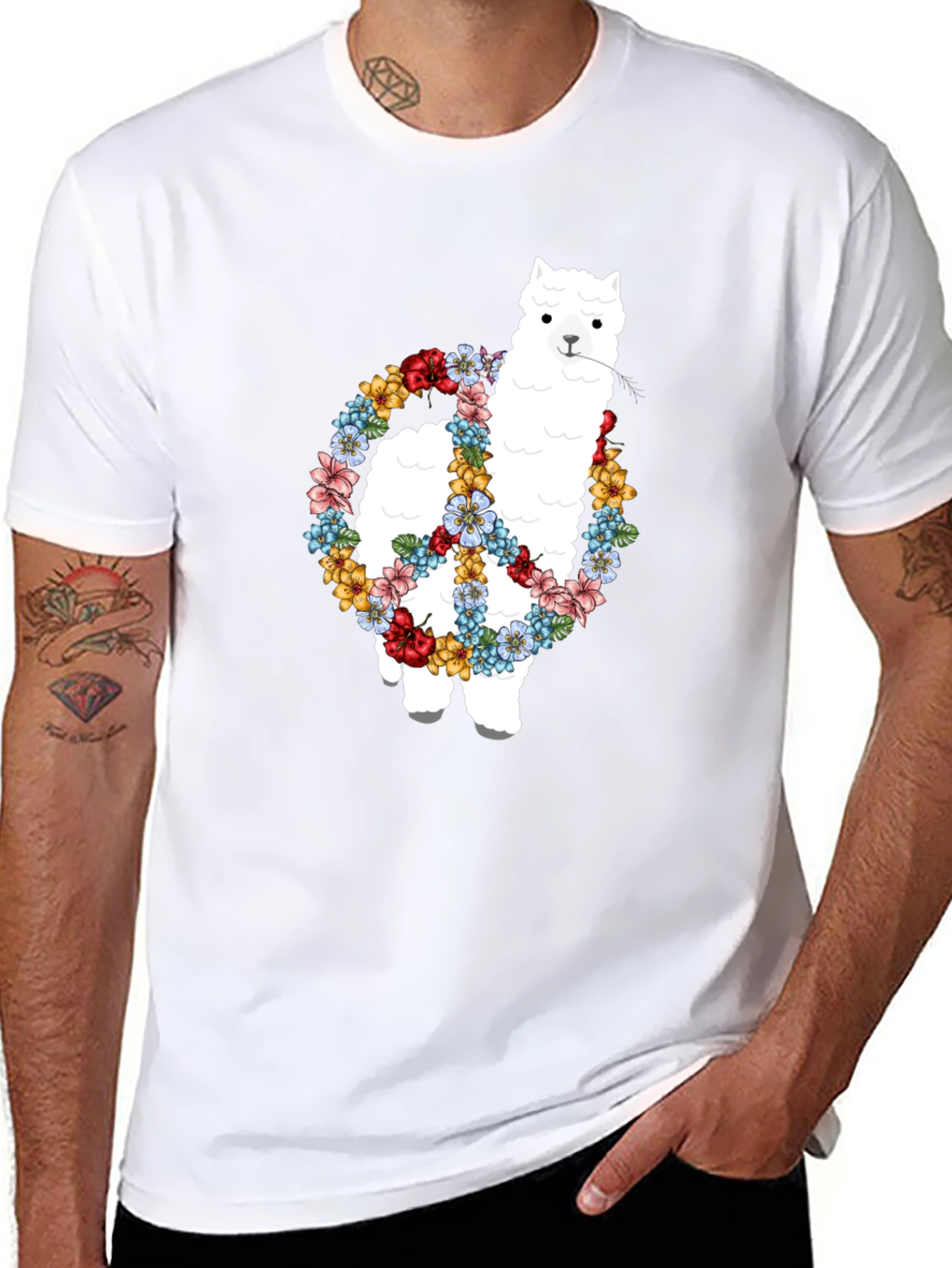 Alpaca Peace Sign Graphic Tee