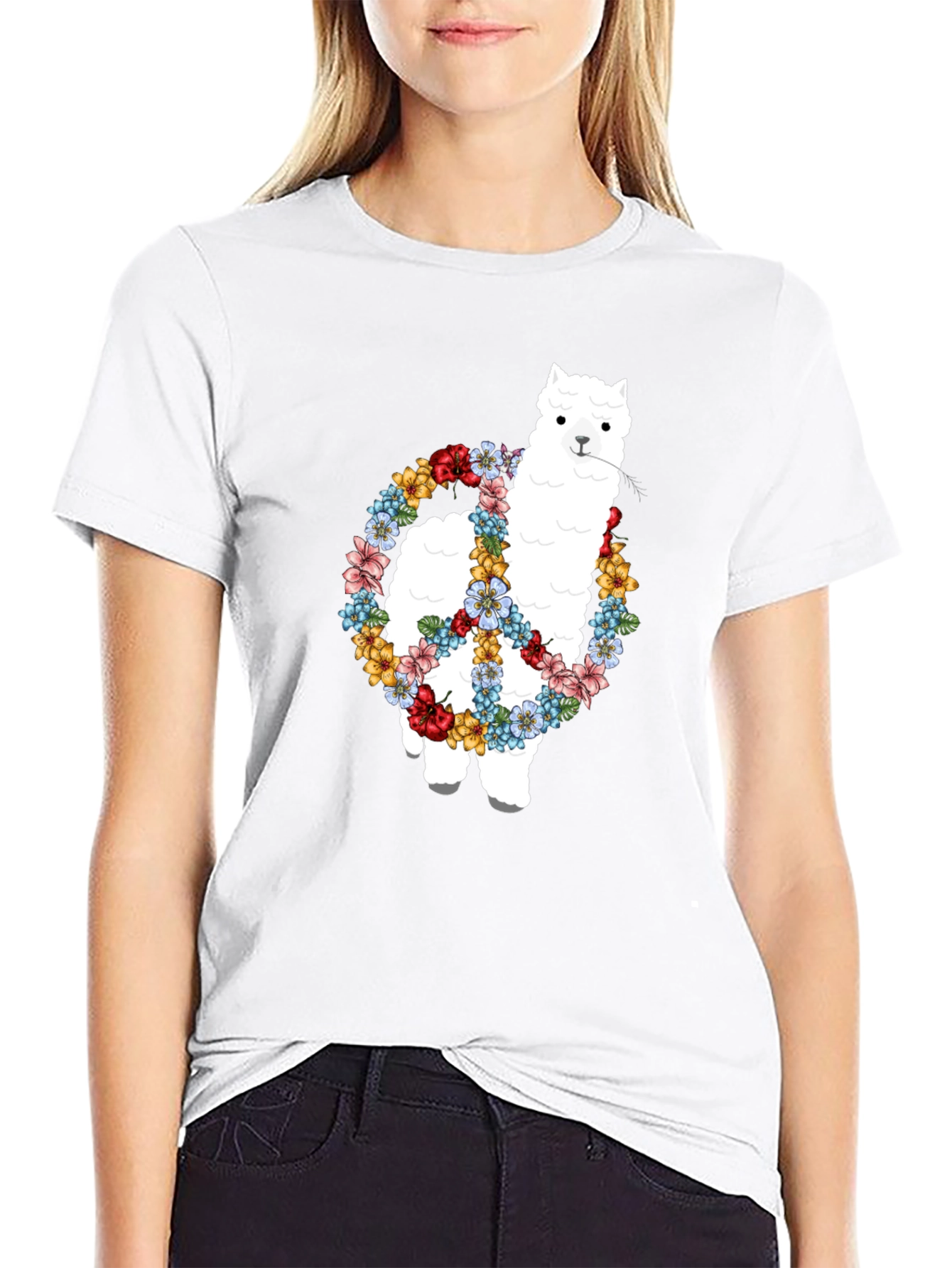 Alpaca Peace Sign Graphic Tee