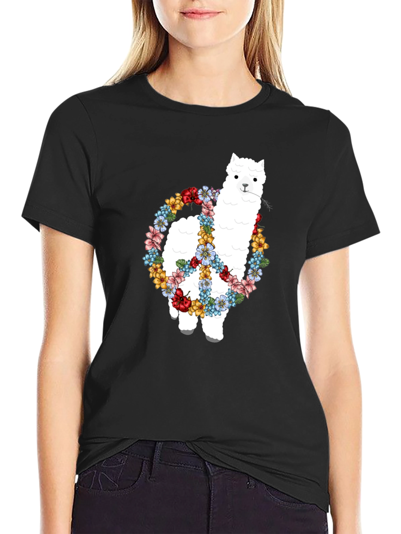 Alpaca Peace Sign Graphic Tee