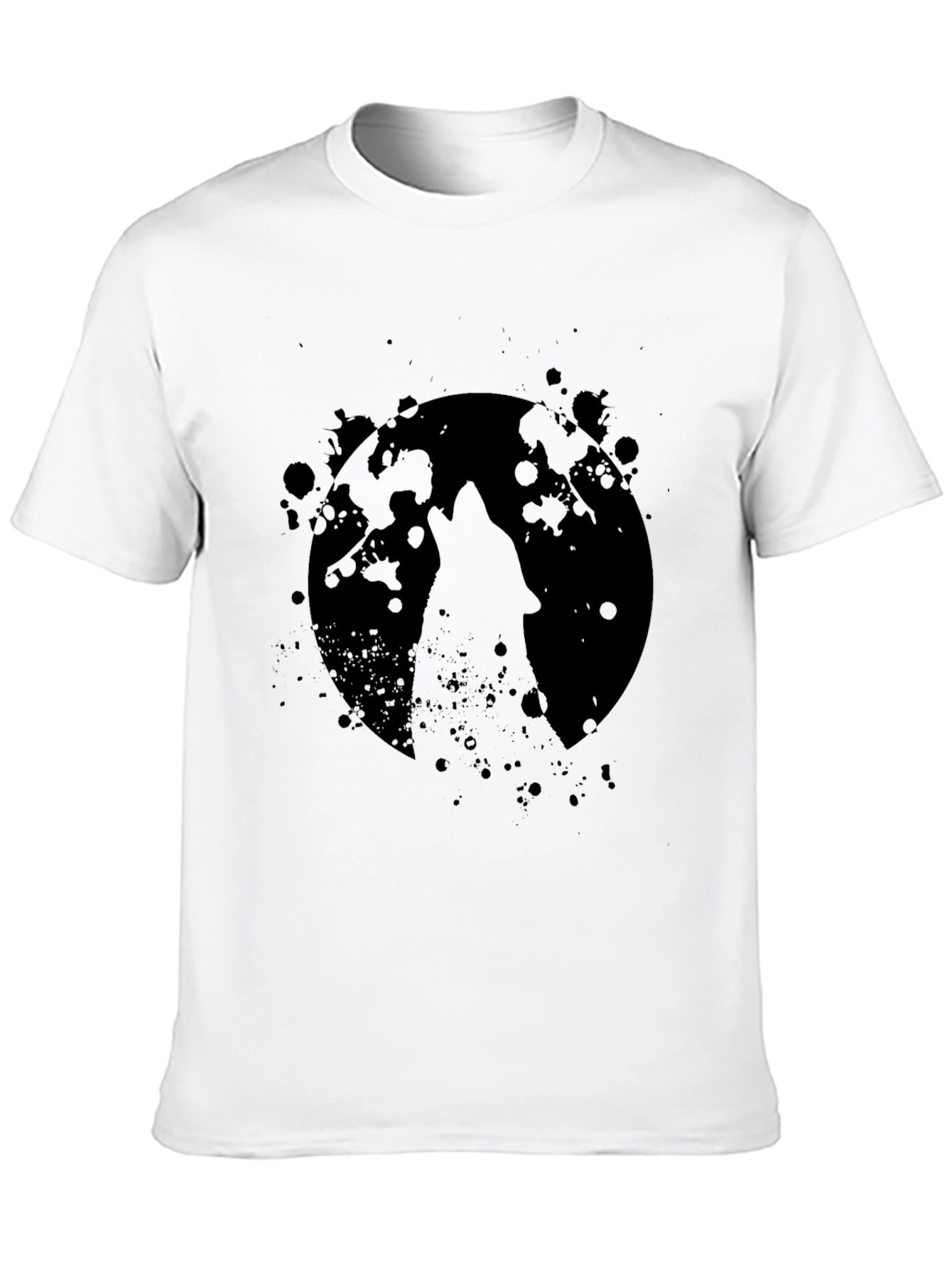 Wolf Howl Moon Black Graphic Tee Shirt