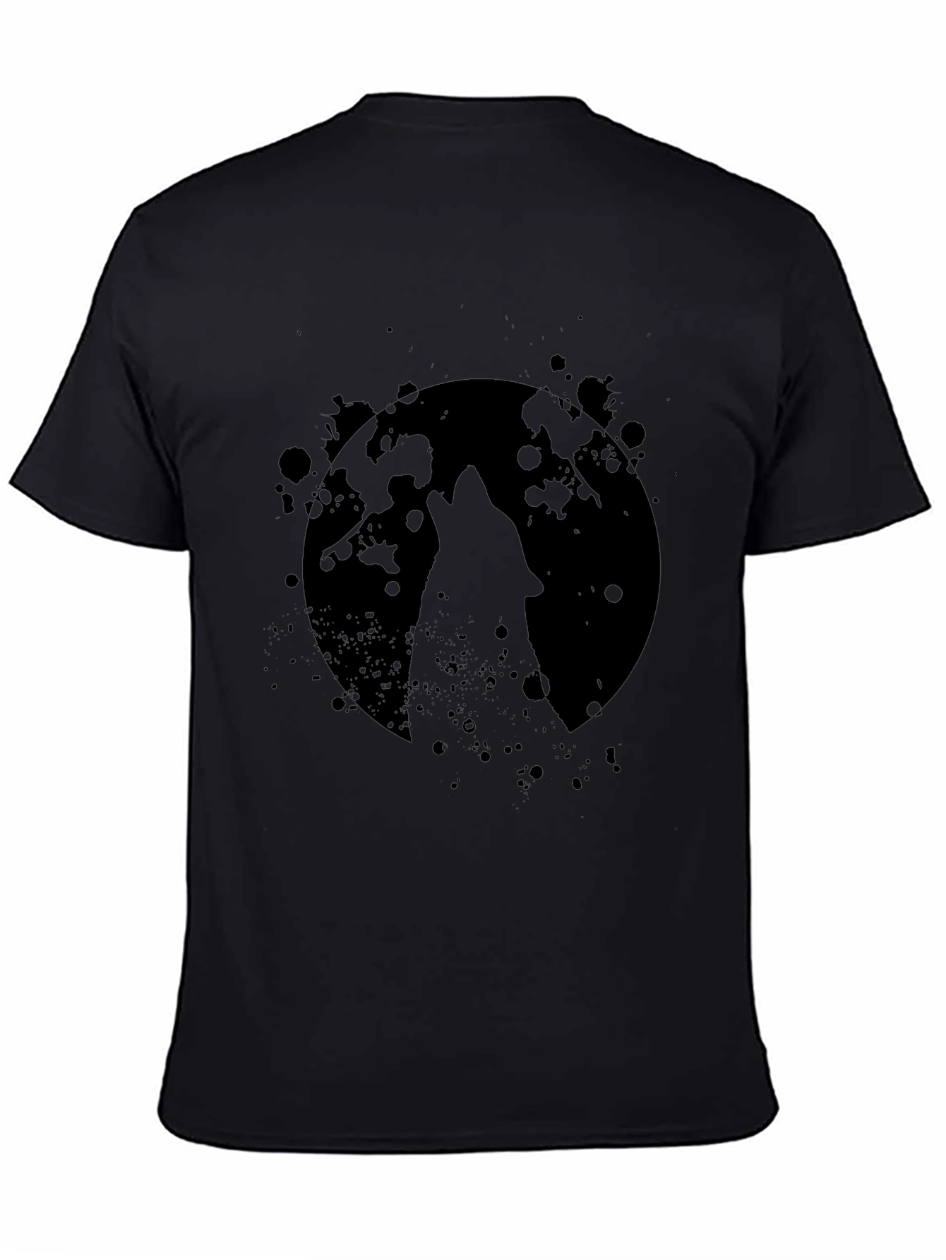Wolf Howl Moon Black Graphic Tee Shirt