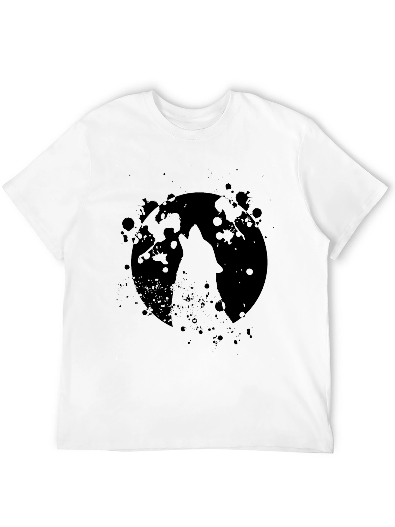 Wolf Howl Moon Black Graphic Tee Shirt