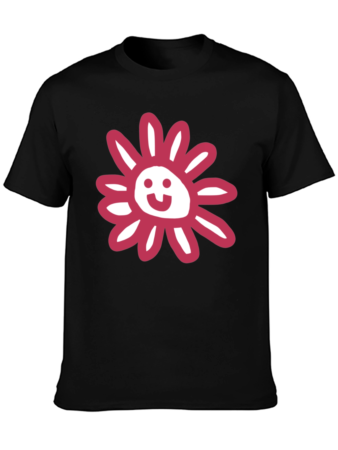 Whimsical Floral Graphic Tee - Black