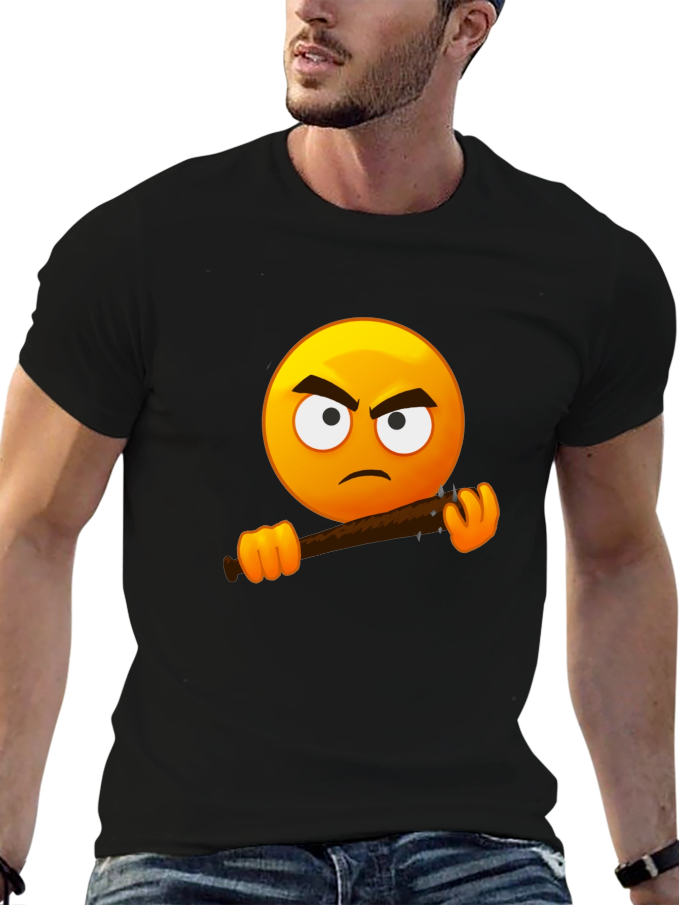 Angry Emoji Graphic Tee - Black T-Shirt
