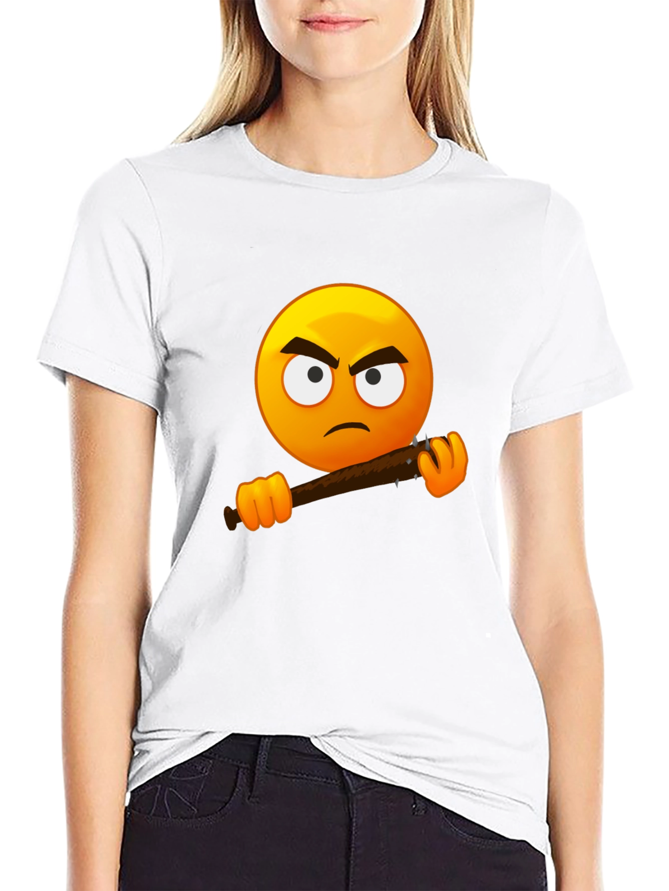 Angry Emoji Graphic Tee - Black T-Shirt