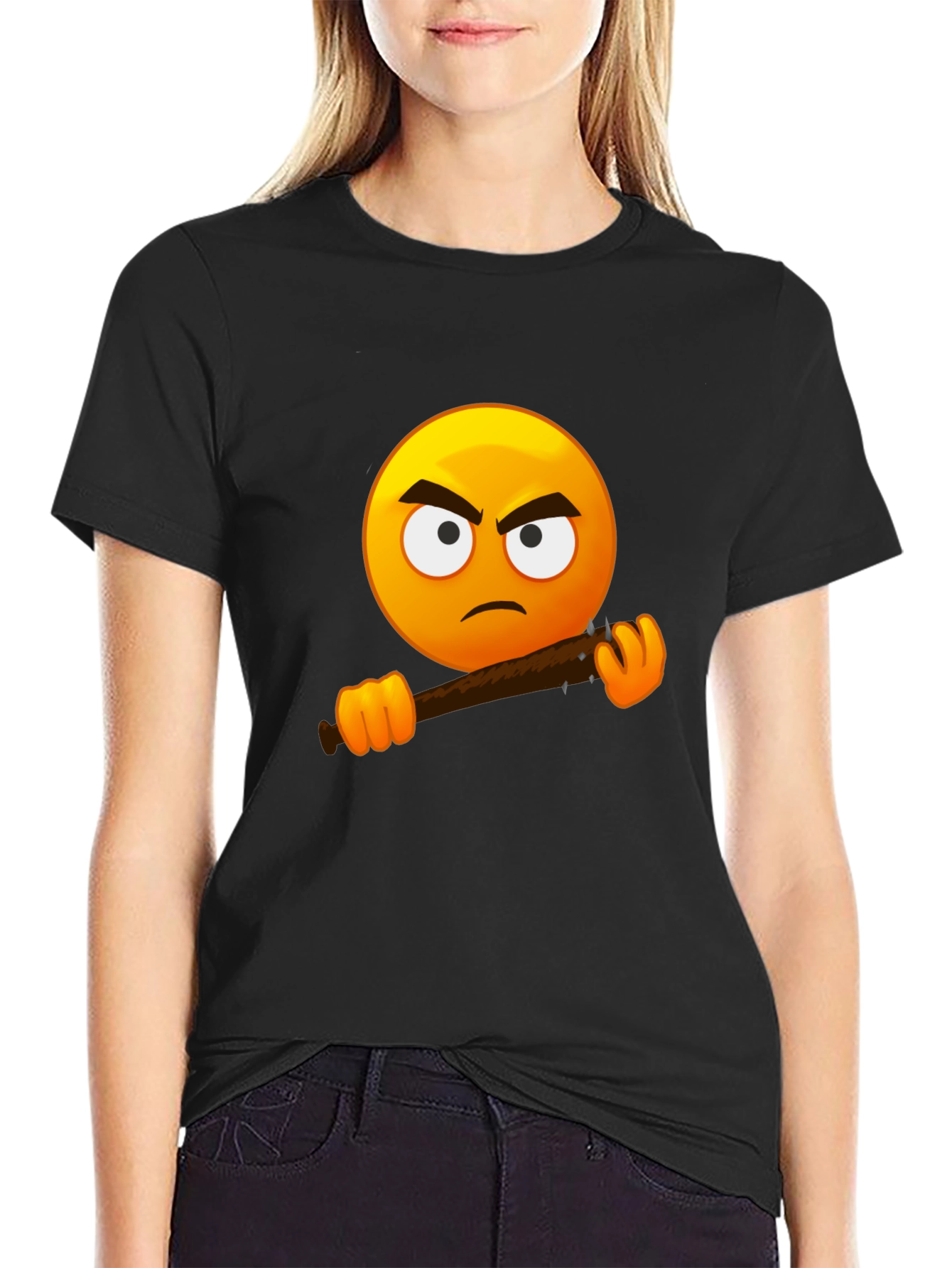 Angry Emoji Graphic Tee - Black T-Shirt