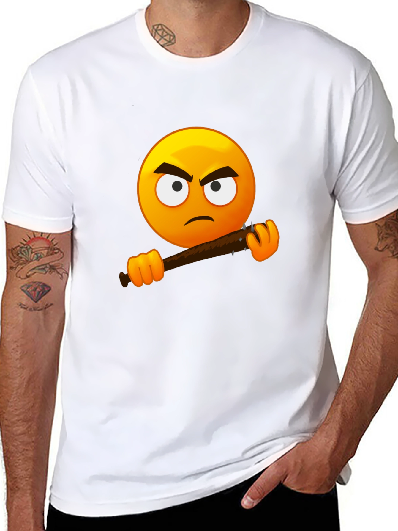 Angry Emoji Graphic Tee - Black T-Shirt