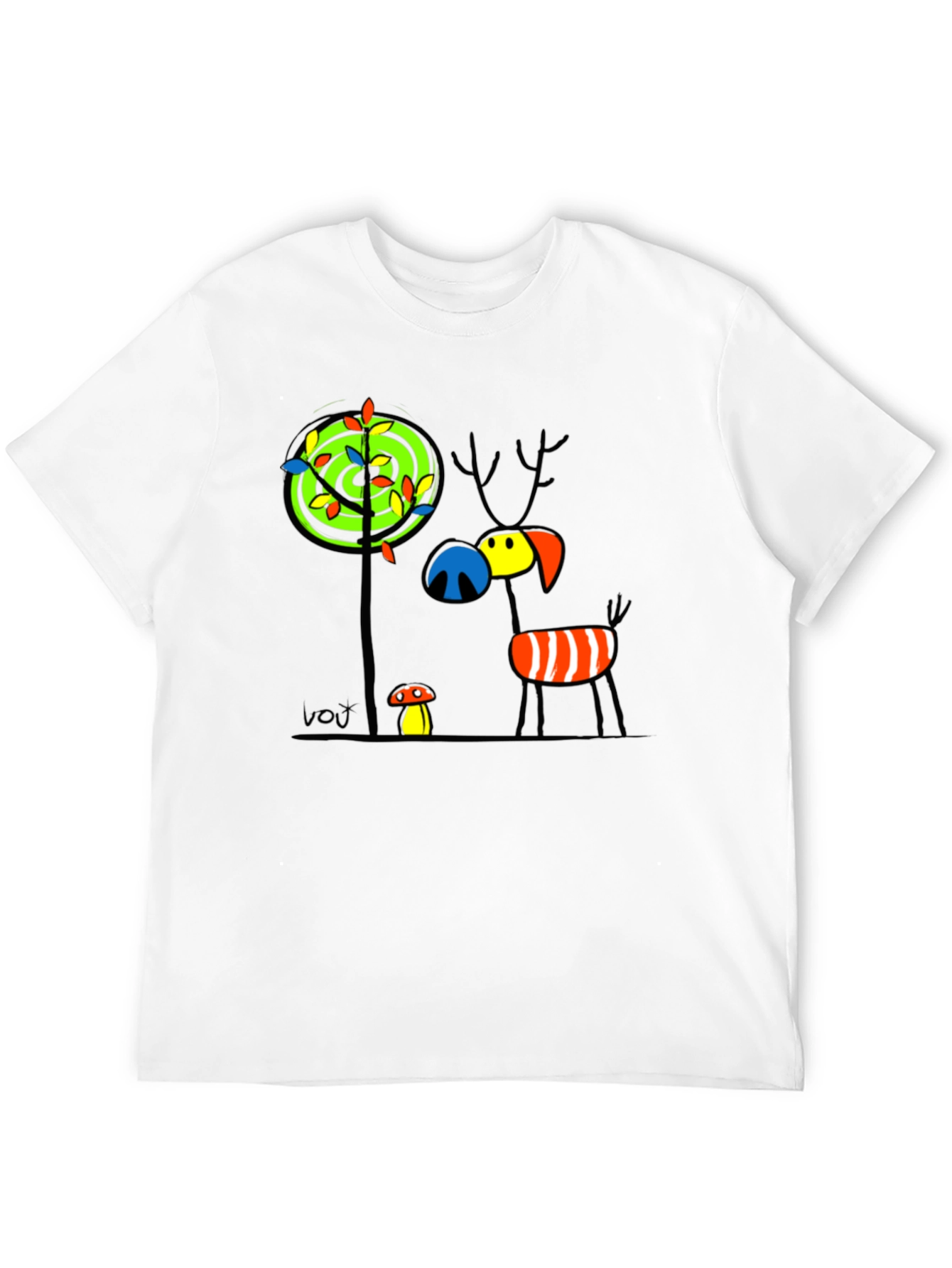 Whimsical Deer Graphic Tee - Unique Art T-Shirt