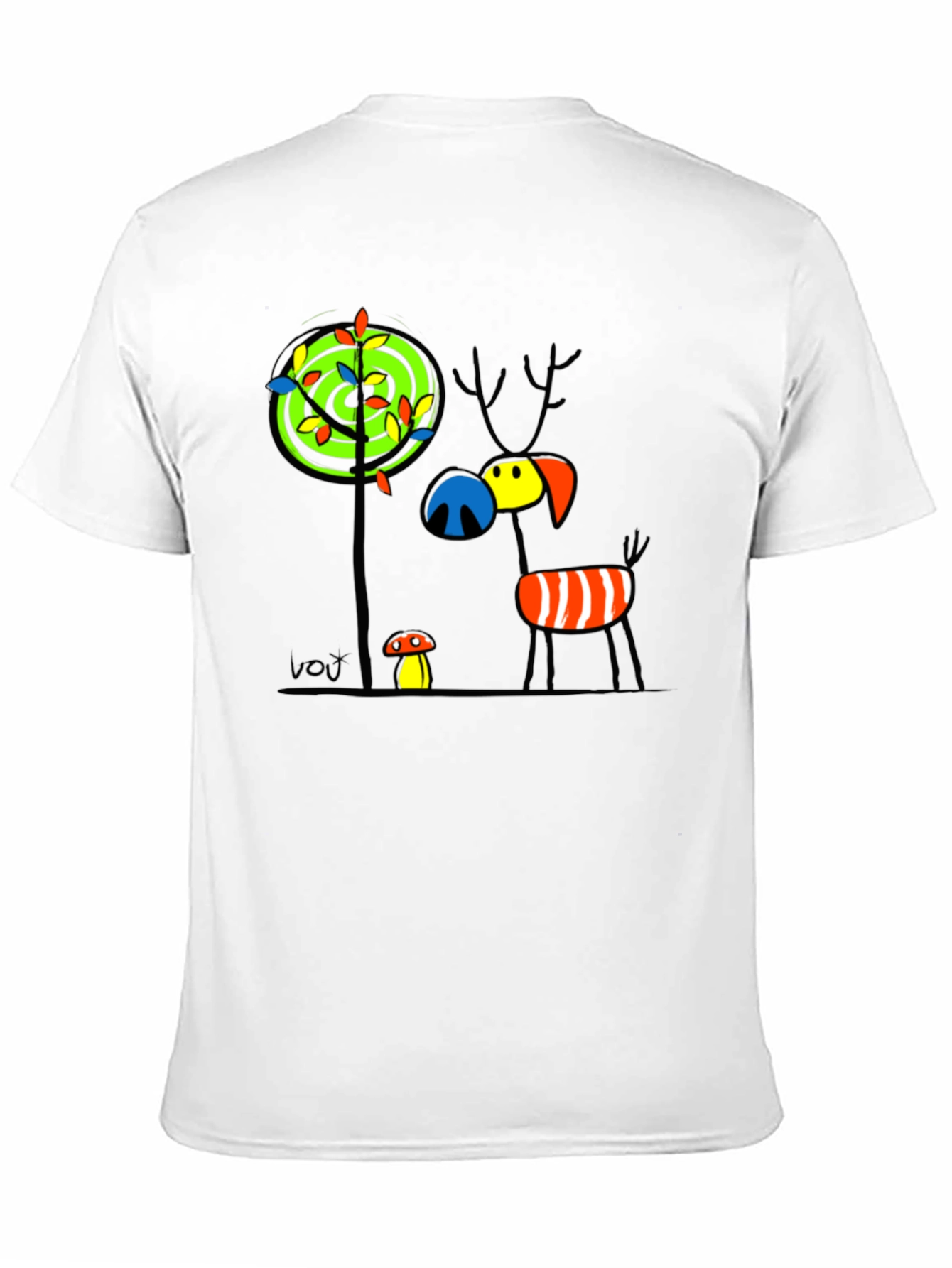 Whimsical Deer Graphic Tee - Unique Art T-Shirt