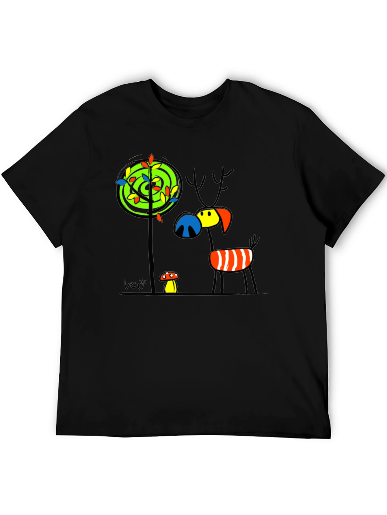 Whimsical Deer Graphic Tee - Unique Art T-Shirt