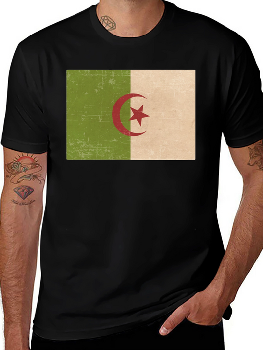 Algeria Flag T-Shirt - Black Cotton Tee