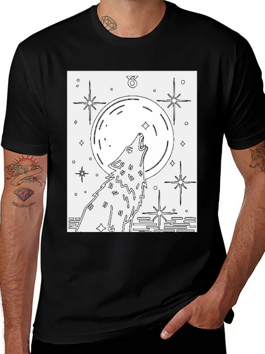 Wolf Moon Graphic Tee - Unisex Black Cotton T-Shirt