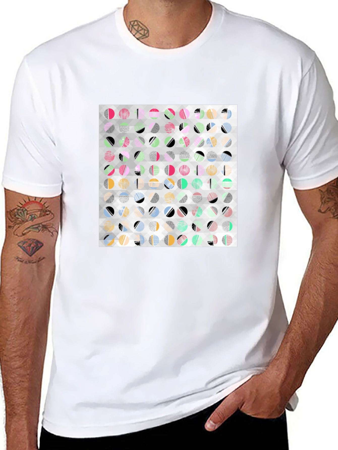 Abstract Geometric Print Black T-Shirt