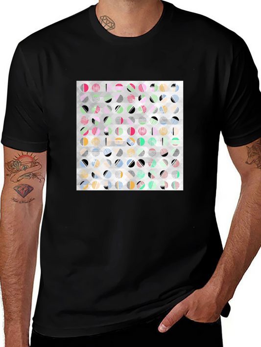 Abstract Geometric Print Black T-Shirt