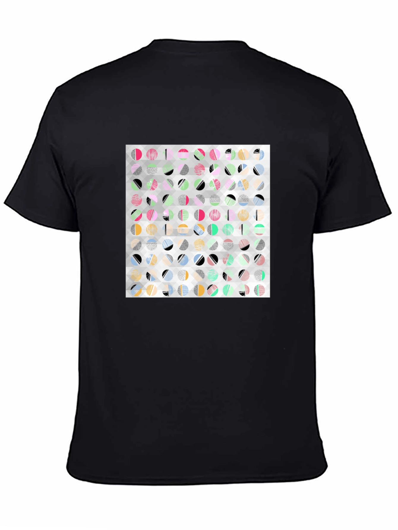 Abstract Geometric Print Black T-Shirt
