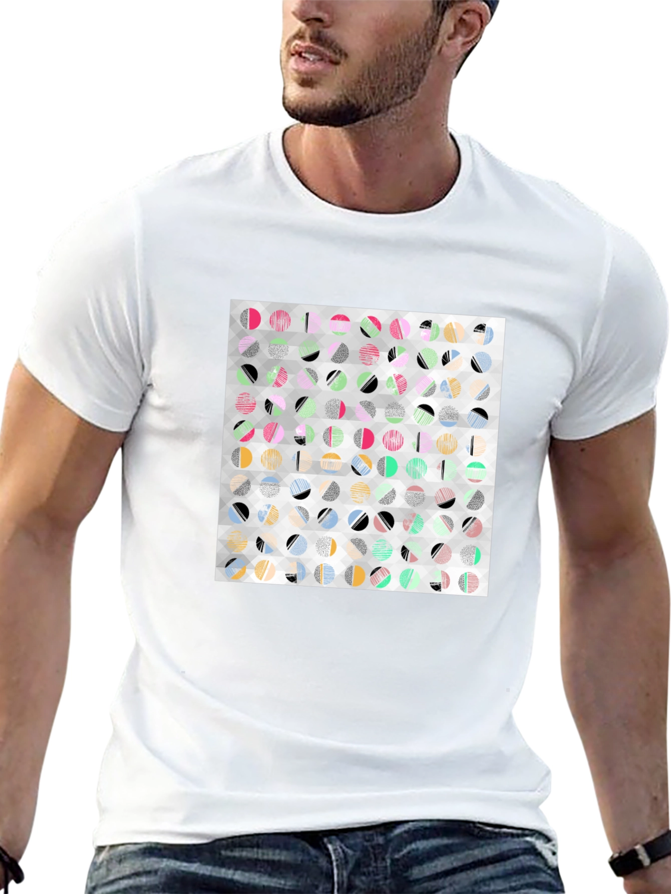 Abstract Geometric Print Black T-Shirt