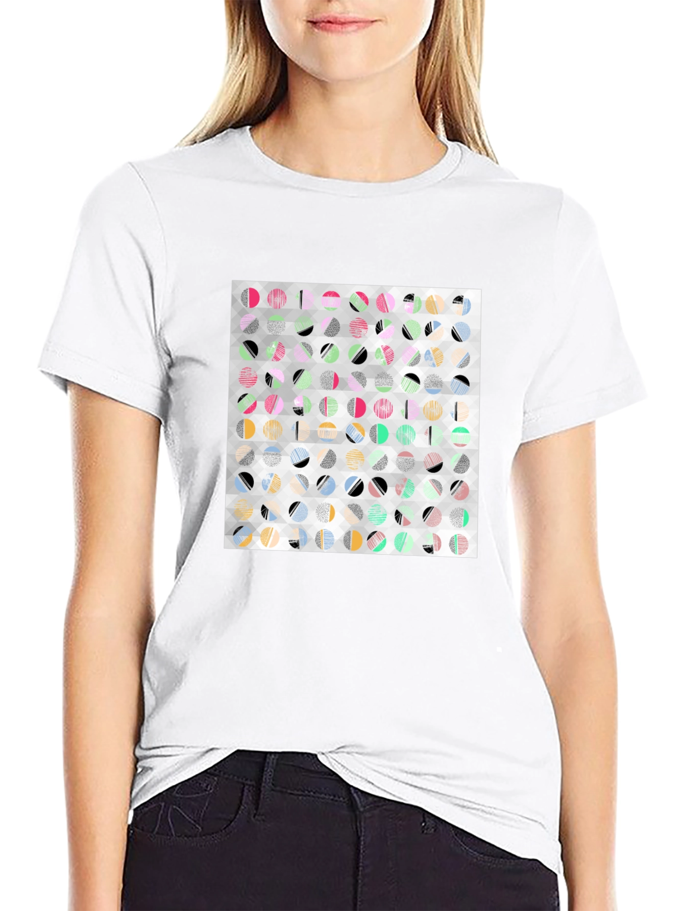 Abstract Geometric Print Black T-Shirt