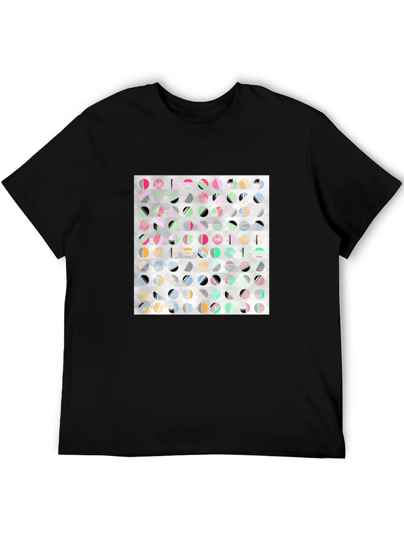 Abstract Geometric Print Black T-Shirt