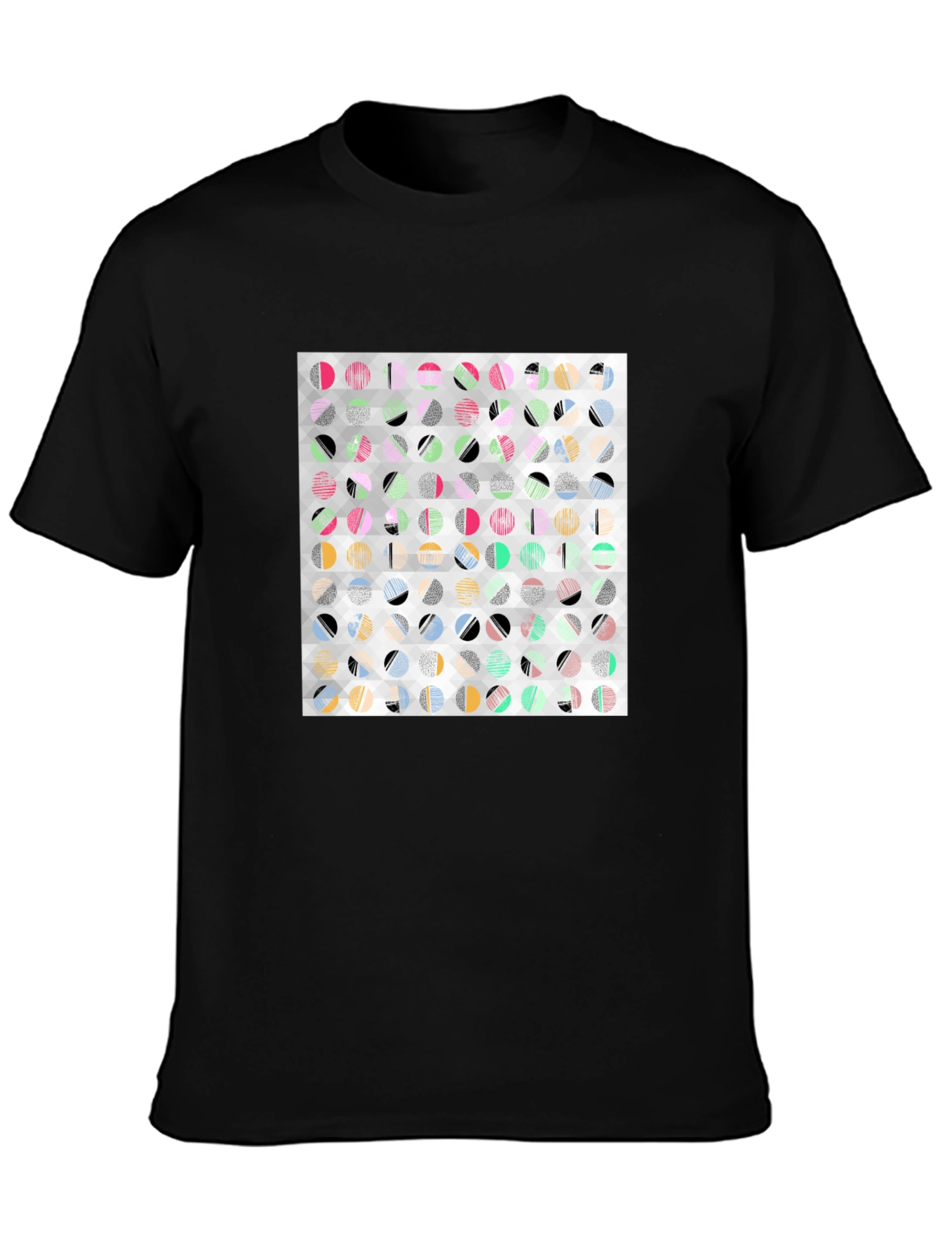 Abstract Geometric Print Black T-Shirt