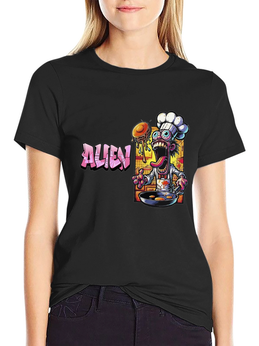 Alien Chef Black Graphic T-Shirt