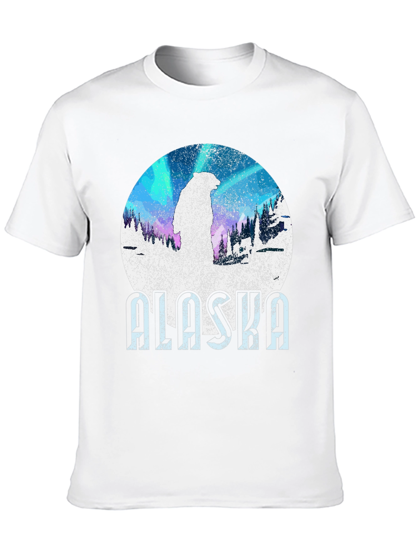 Alaska Bear Graphic Tee - Northern Lights Style
