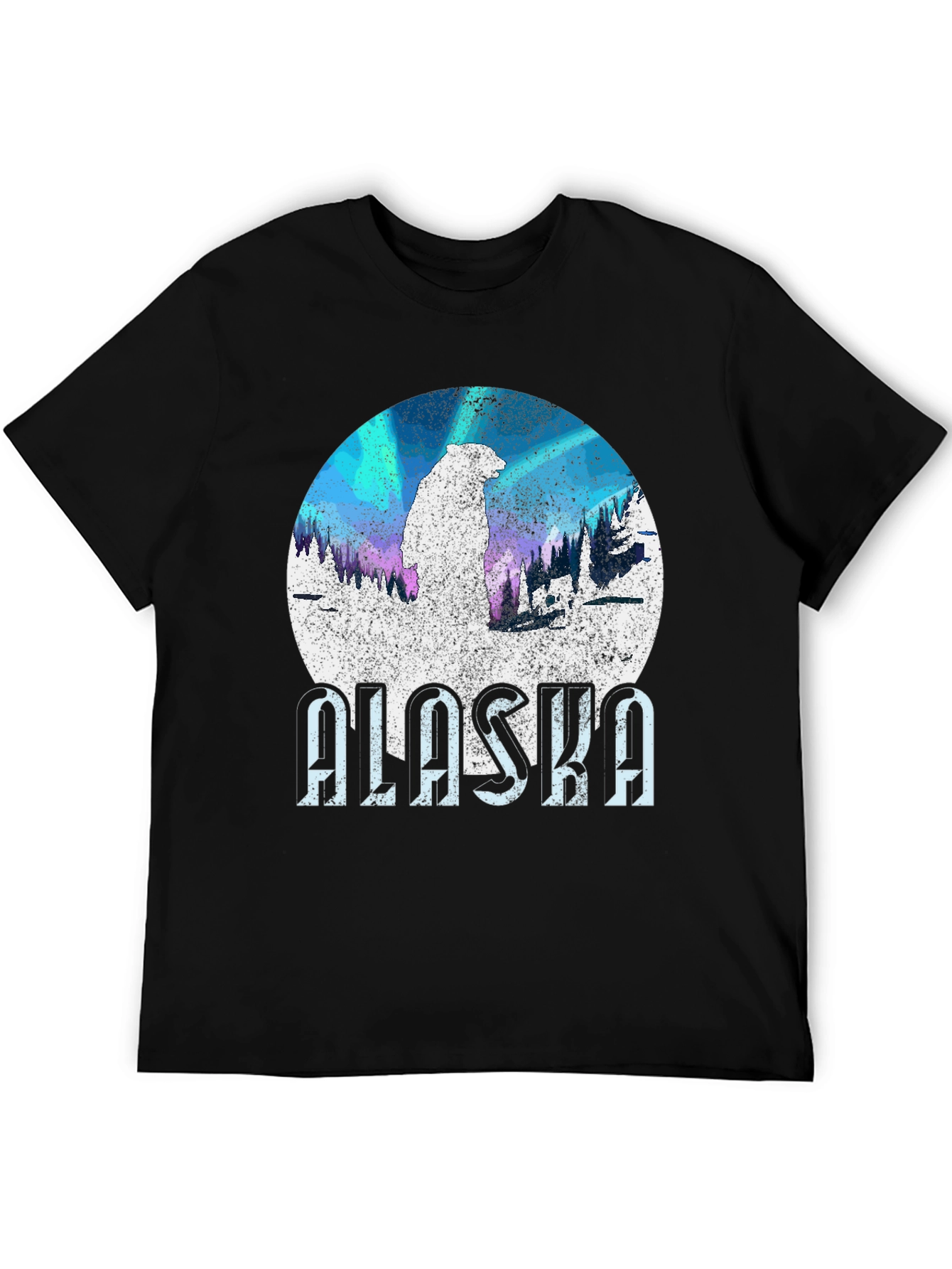 Alaska Bear Graphic Tee - Northern Lights Style