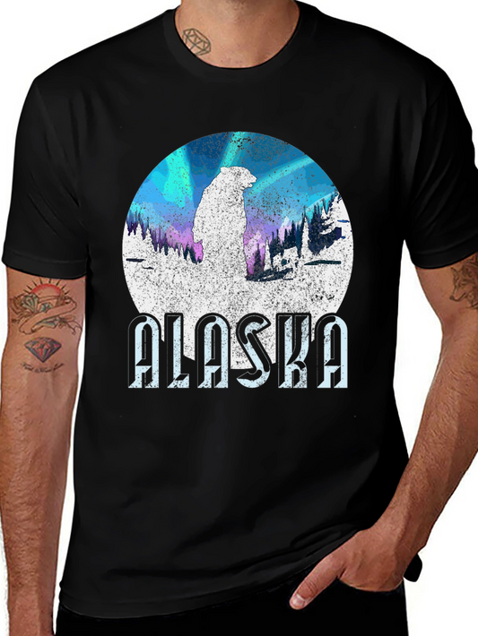 Alaska Bear Graphic Tee - Northern Lights Style