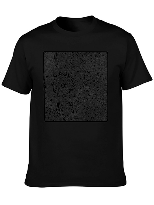 Abstract Floral Print Black T-Shirt