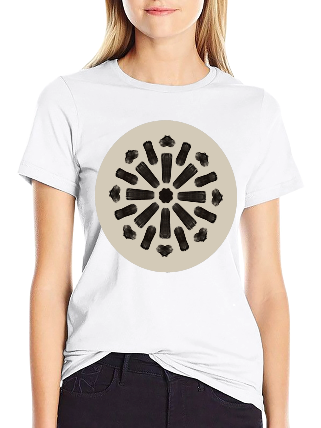 Abstract Radial Pattern Tee - Modern Black T-Shirt