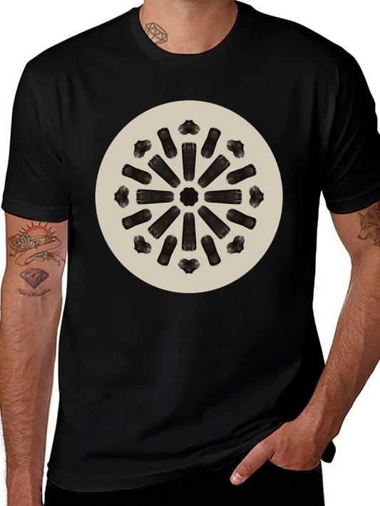 Abstract Radial Pattern Tee - Modern Black T-Shirt