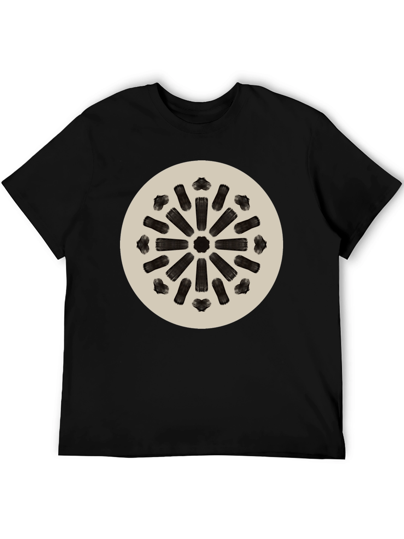 Abstract Radial Pattern Tee - Modern Black T-Shirt