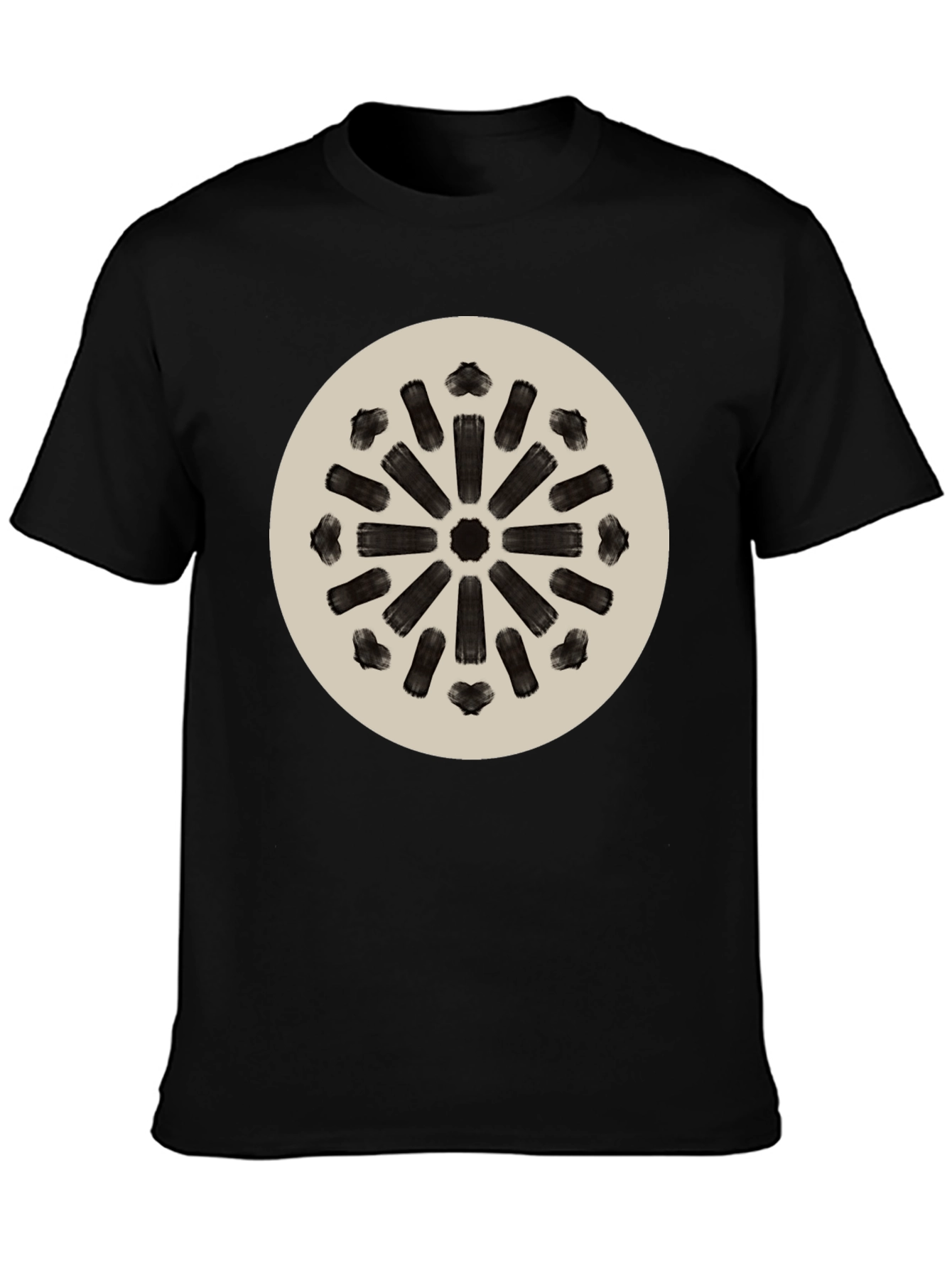 Abstract Radial Pattern Tee - Modern Black T-Shirt