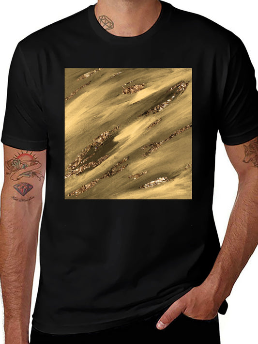 Abstract Gold Pattern Black T-Shirt