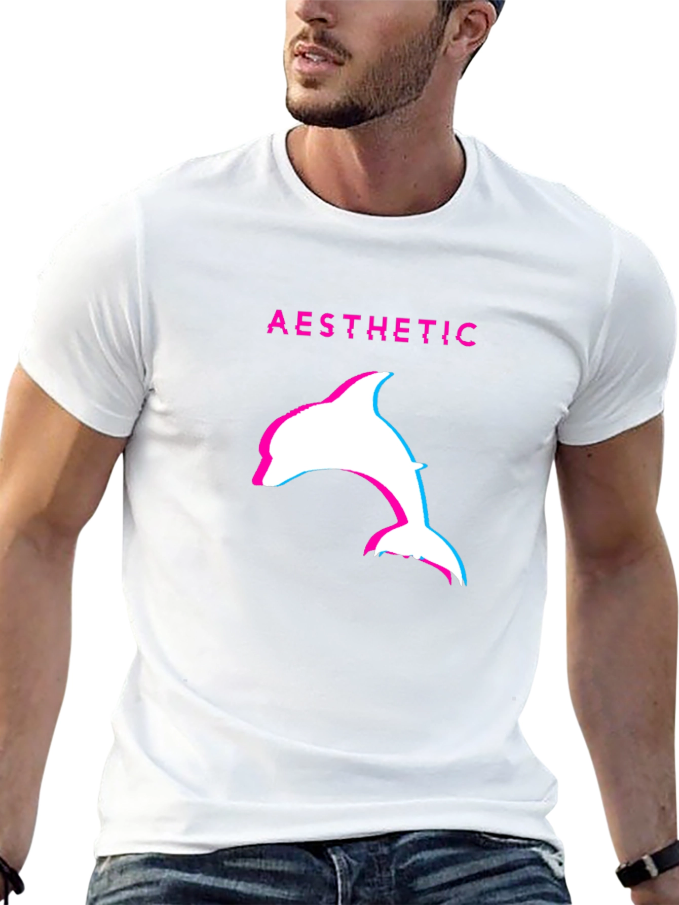 Aesthetic Dolphin Graphic Tee - Black Casual T-Shirt