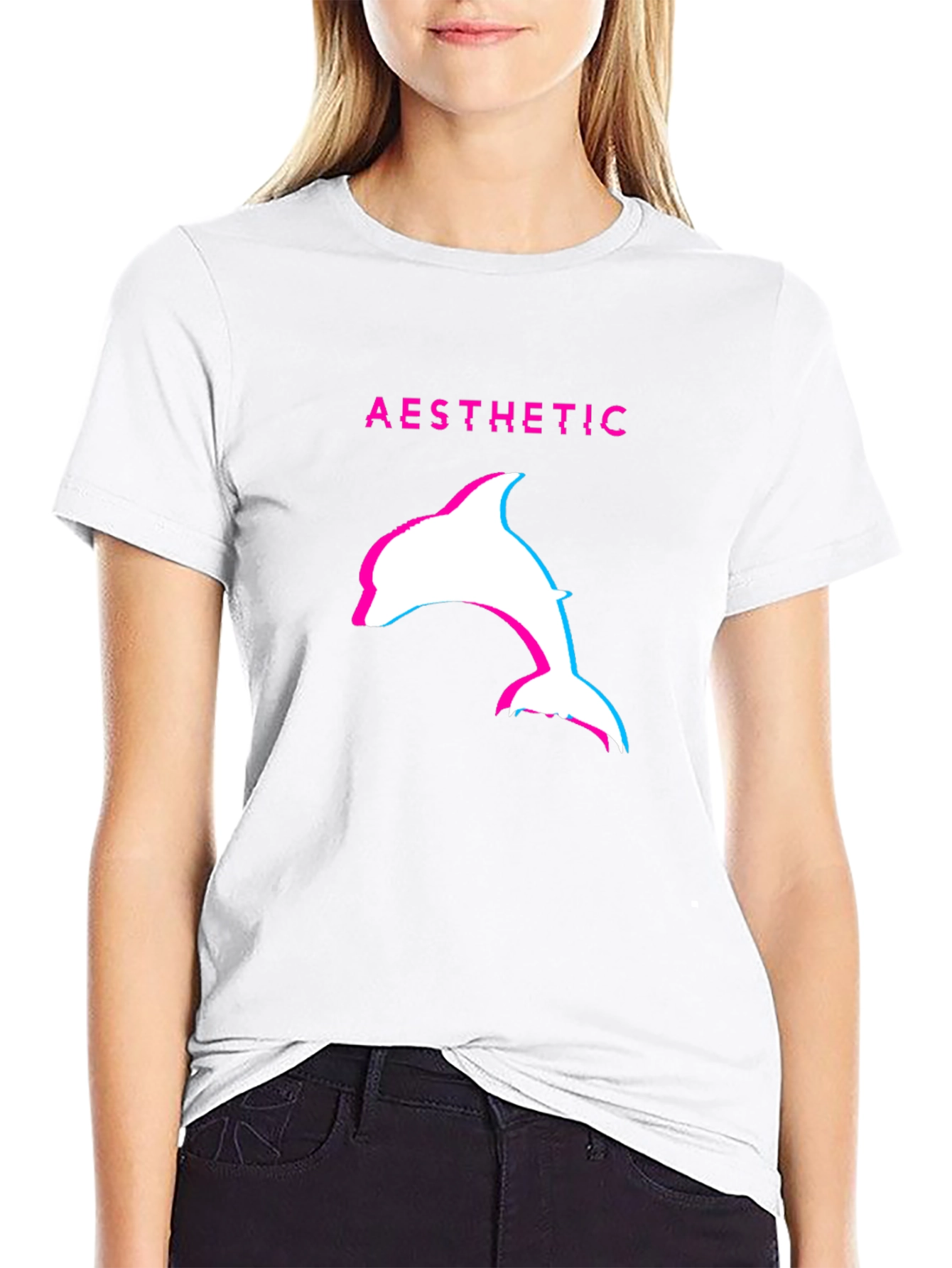 Aesthetic Dolphin Graphic Tee - Black Casual T-Shirt